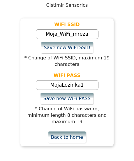 Kartica WiFi SSID i WiFi PASS